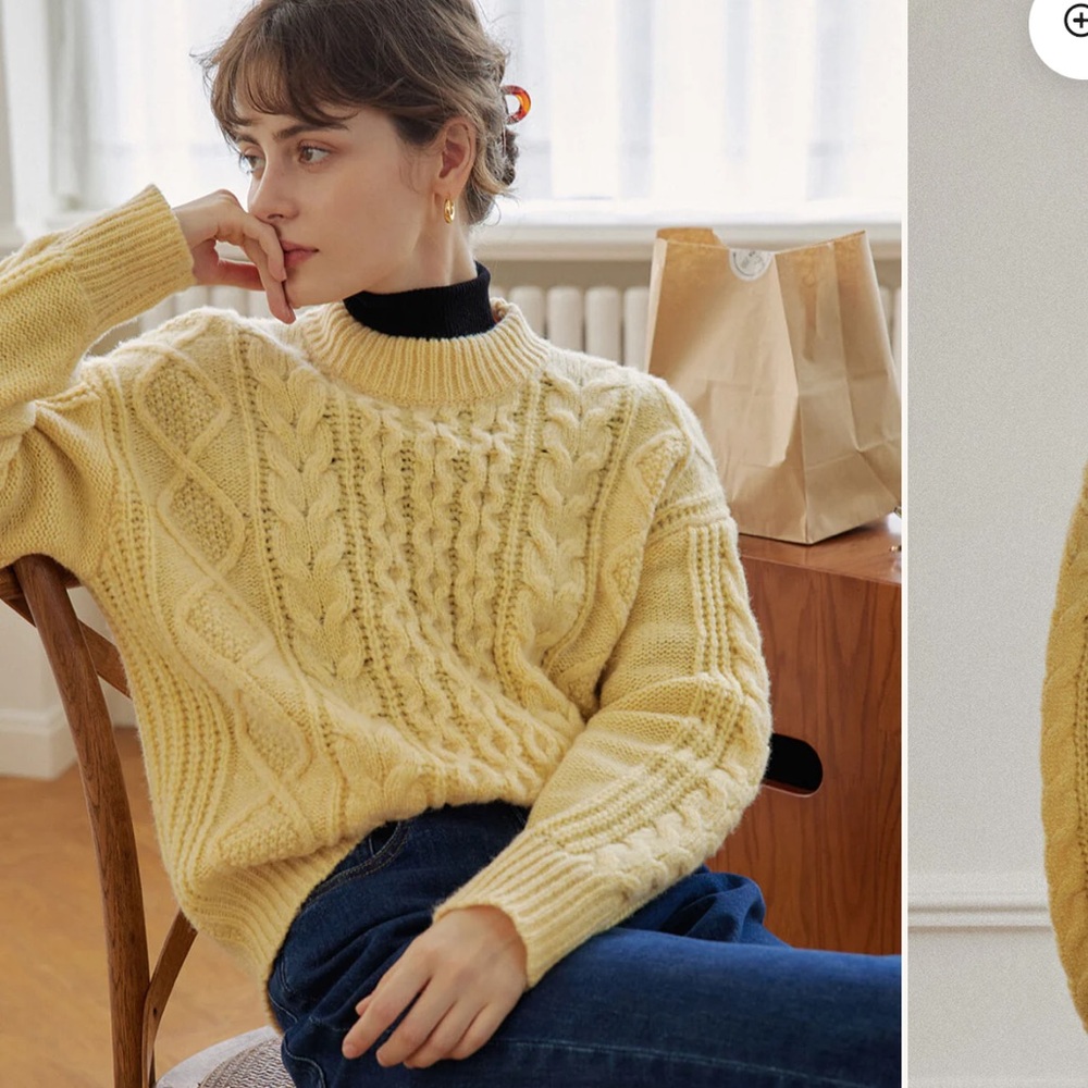 Simple Retro White Cable Knit Sweater